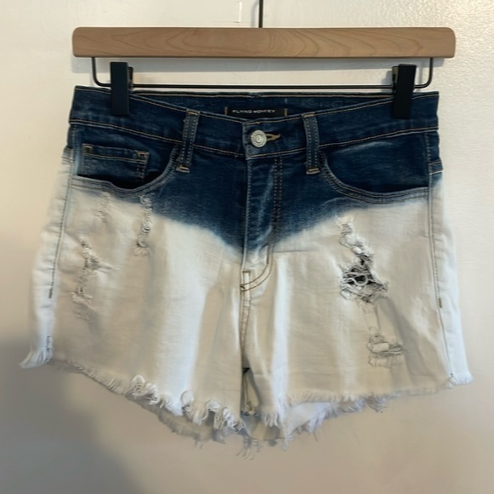 Flying Monkey Blue and White Jean Shorts